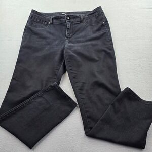 Roz & Ali Jeans Womens 12 Short Black Denim Cotton Stretch Mid Rise Straight Leg